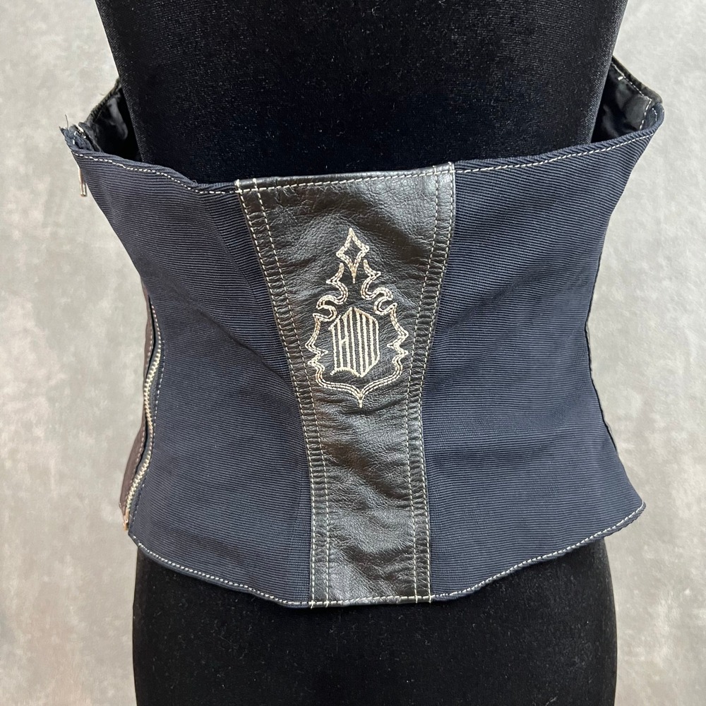 Harley Davidson Corset Vest Womens M Leather Lace Up Embroidered Biker Halter - Picture 3 of 9